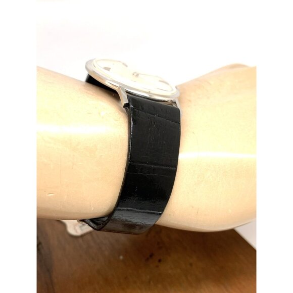 Wittnauer Men's Watch Vintage Swiss Hand Wind Thin 33mm Black Leather Band - Picture 14 of 16